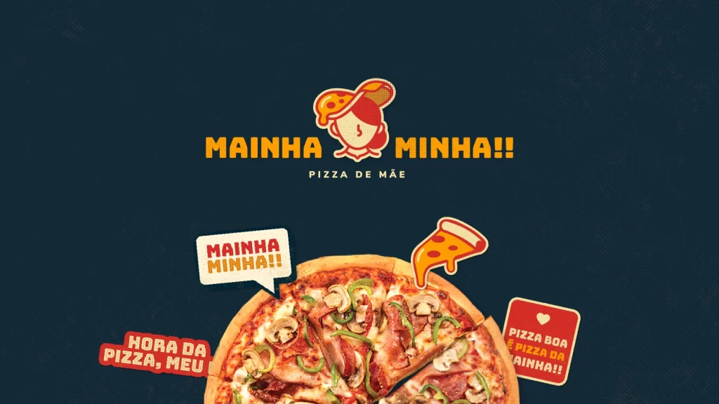 Cover photo Mainha Minha visual identity project with logo and stickers