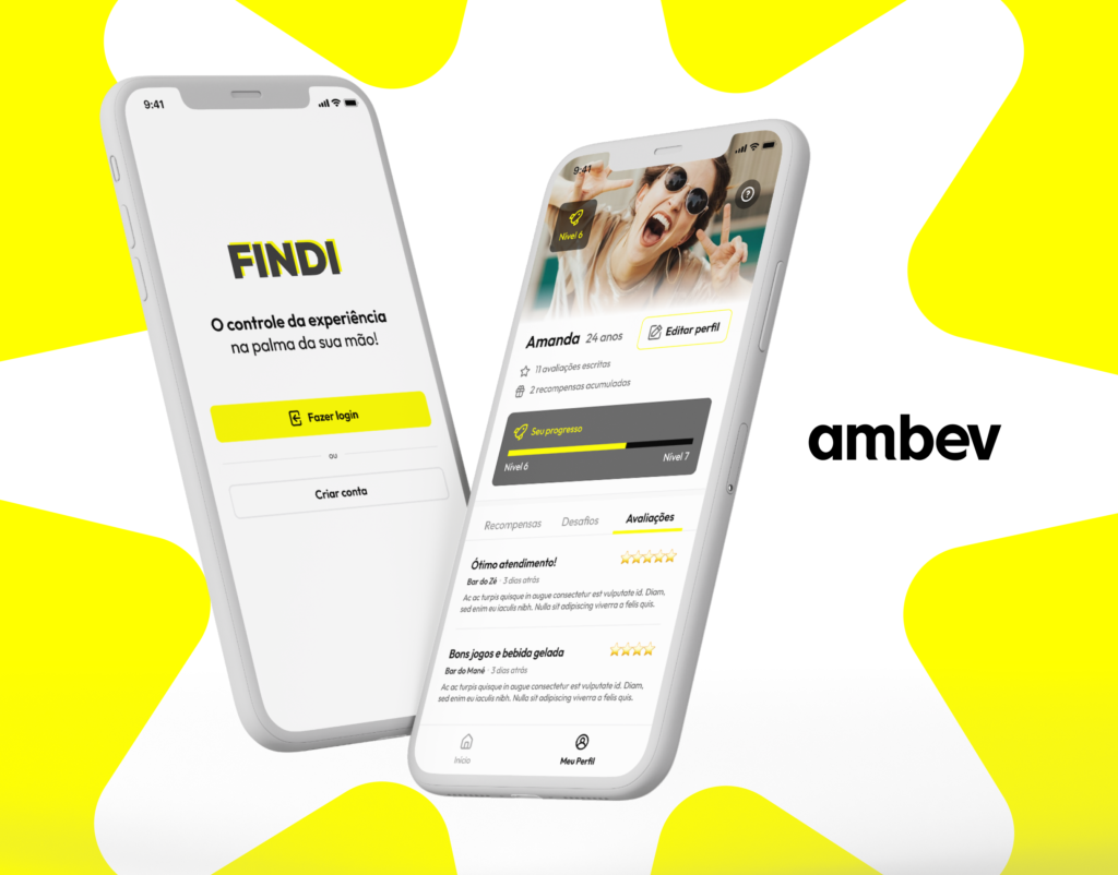 Mockup featuring screens for a social entertainment app.